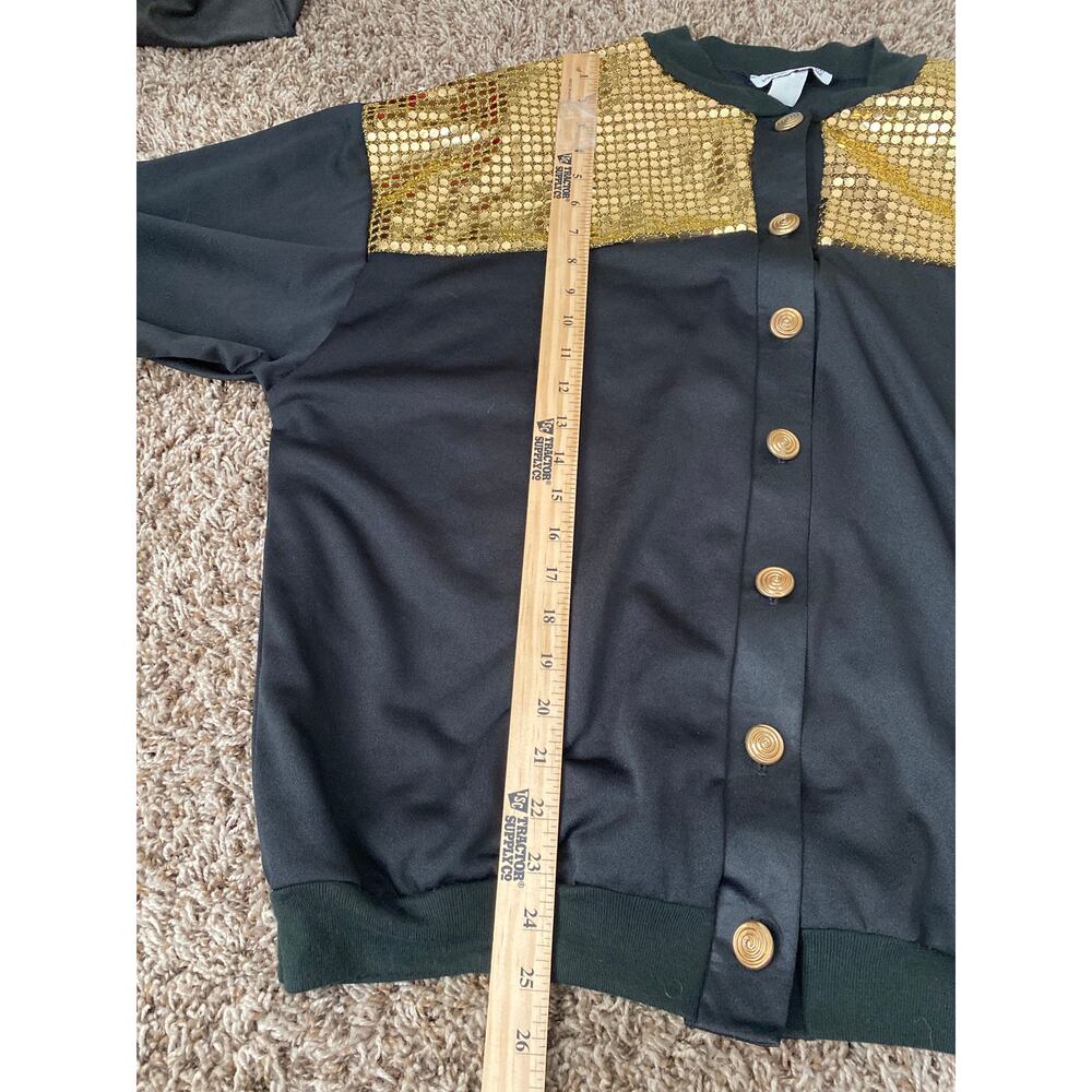 European Club LTD. Black Gold Lightweight Jacket Vintage 90'S Y2K Disco Retro - Picture 5 of 8